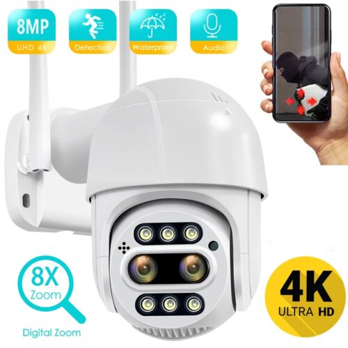 8MP 4MP 4K PTZ IP Camera 8x Zoom Dual Lens Human Detect CCTV Camera Outdoor CCTV Wifi Video Surveillance Camera